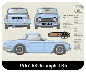 Triumph TR5 1967-68 (Hard Top) Place Mat, Small